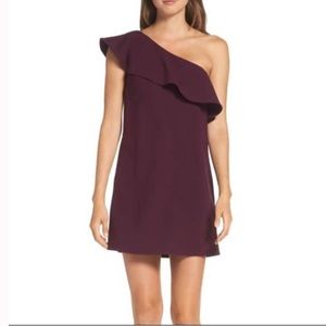 French Connection One Shoulder Plum Dress